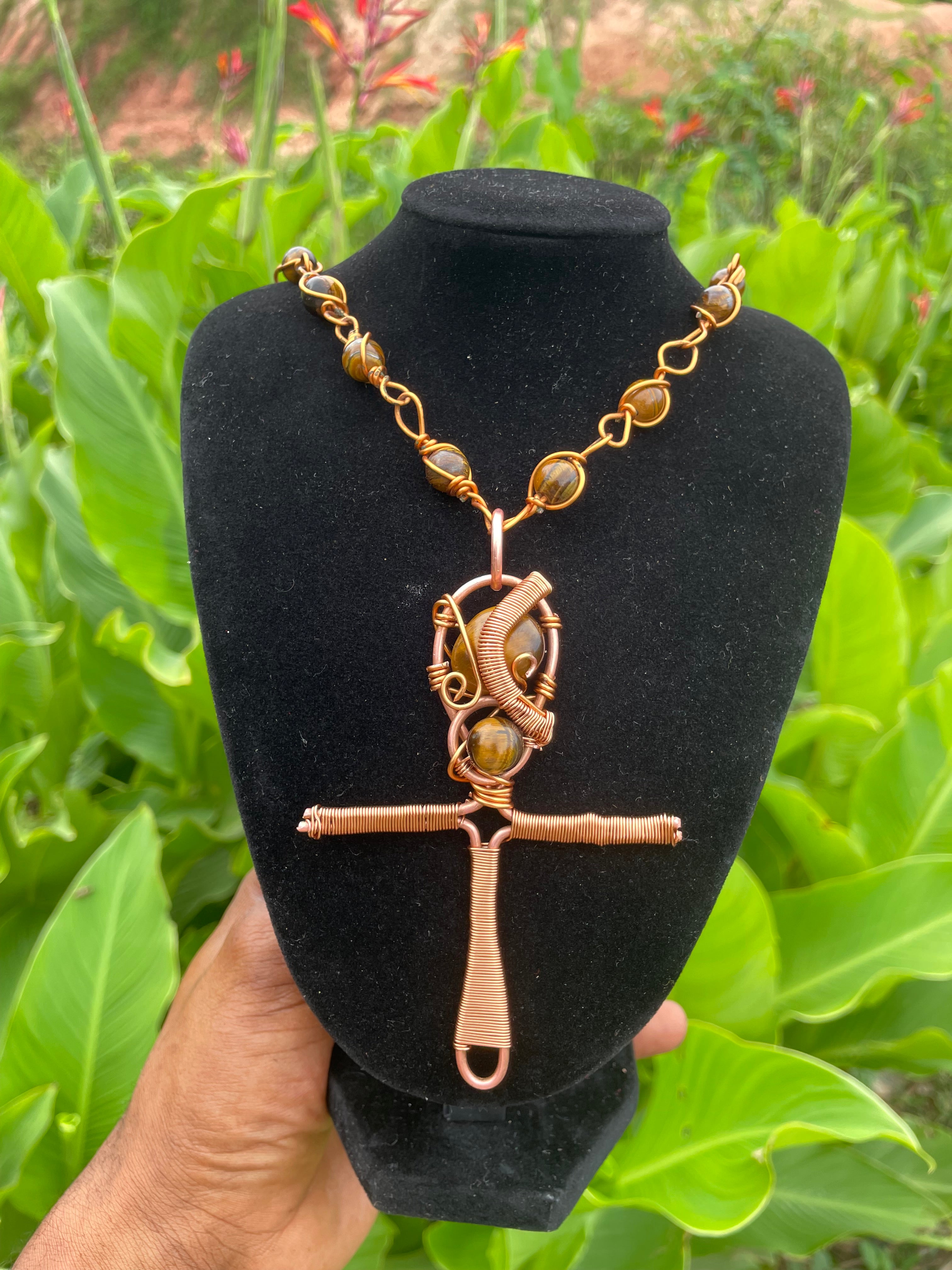 Tiger Eye Ank Necklace
