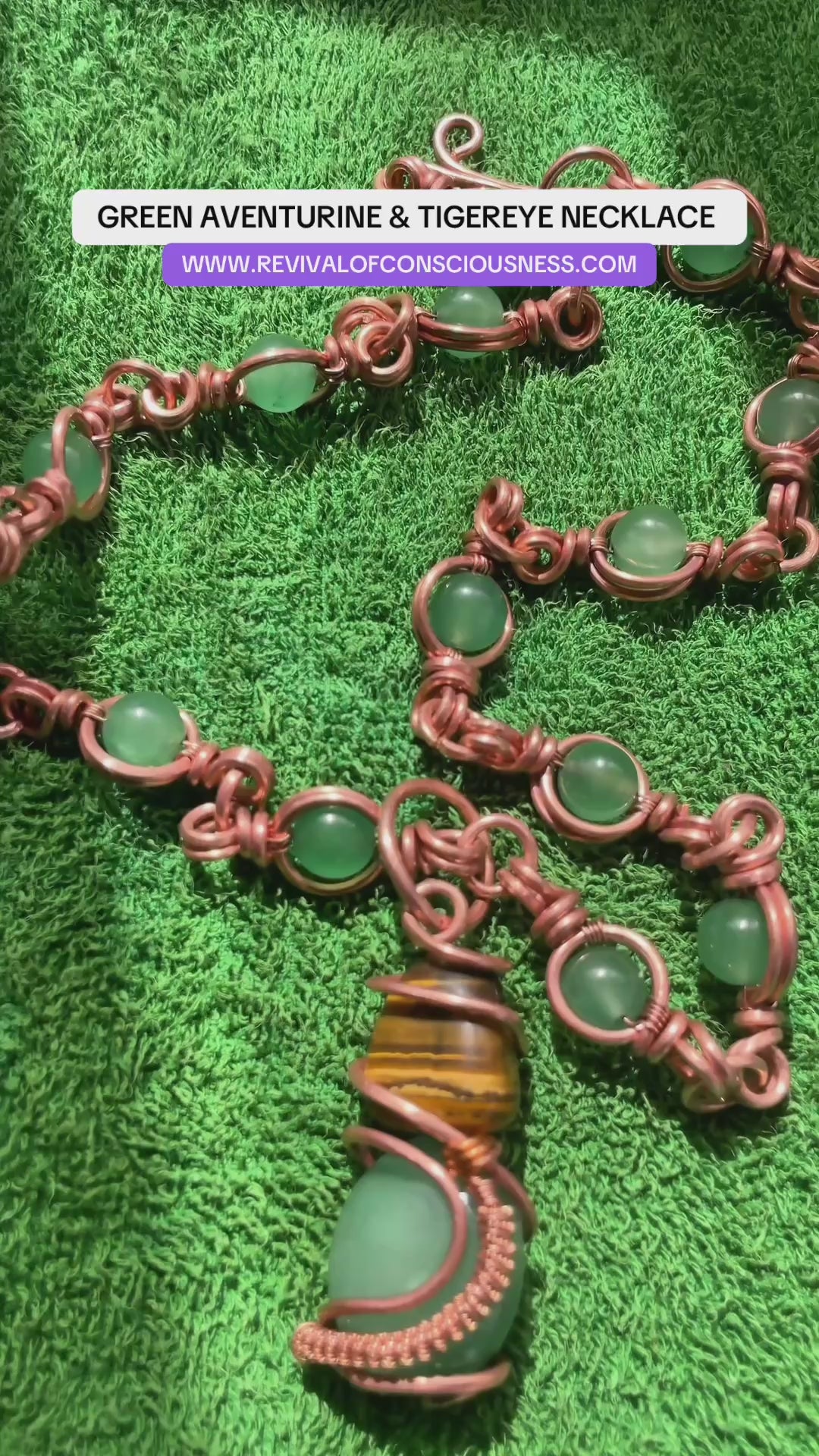 Green Aventurine & Tiger Eye Gemstone masterpiece Necklace for Protection, Prosperity and Inner Peace