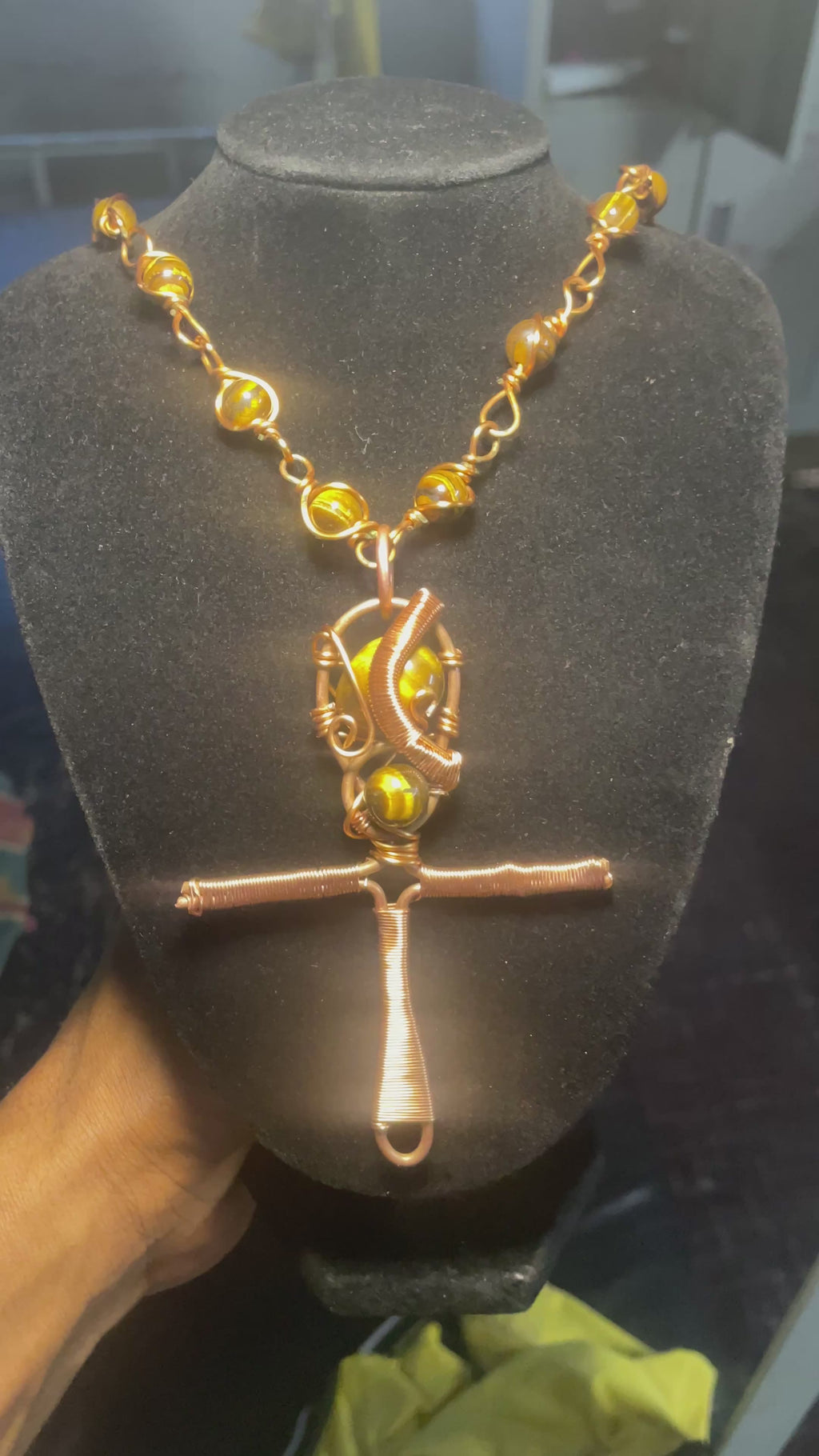 Tiger Eye Ank Necklace